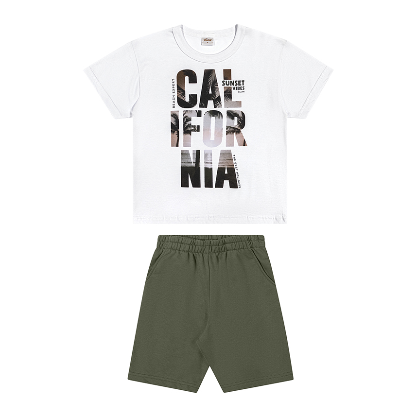 Conjunto Juvenil Elian Camiseta Estampa California e Bermuda