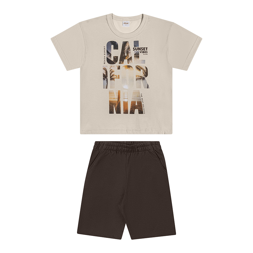 Conjunto Juvenil Elian Camiseta Estampa California e Bermuda
