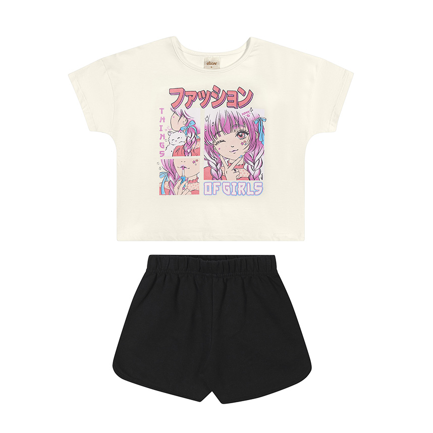 Conjunto Juvenil Elian Blusa Estampas Diversas e Short
