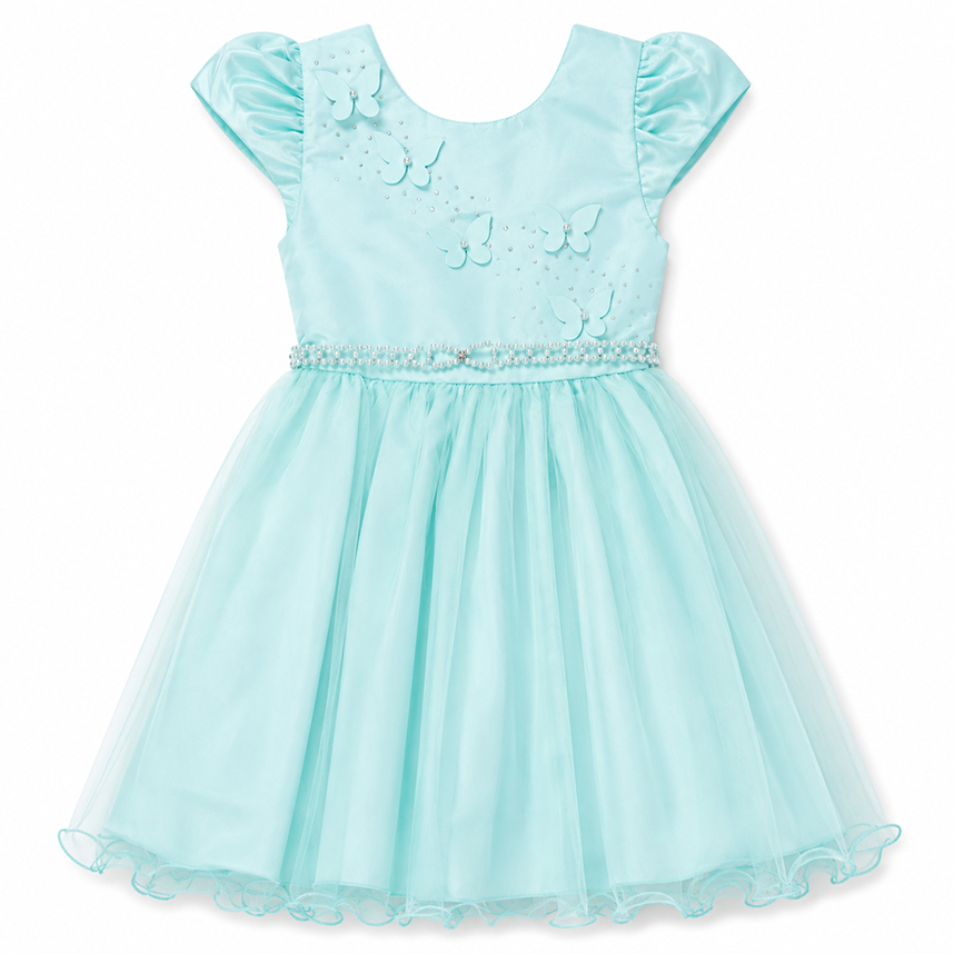 Vestido Infantil Heloísa Manga Curta Borboletas com Strass
