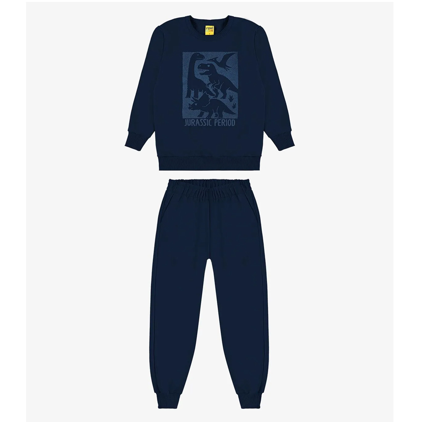 Conjunto Infantil Rovitex Blusão Estampa Dinossauro e Calça