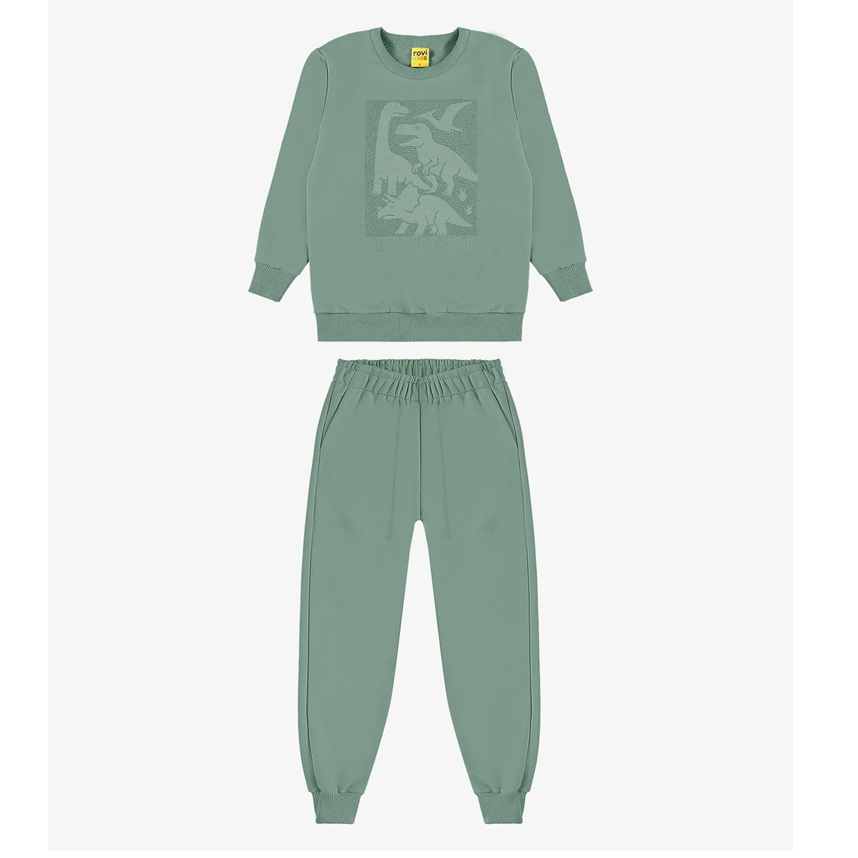 Conjunto Infantil Rovitex Blusão Estampa Dinossauro e Calça