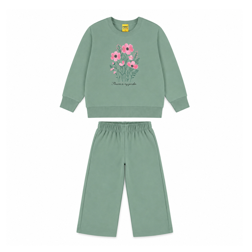 Conjunto Infantil Rovitex Blusão Estampa Flor e Calça