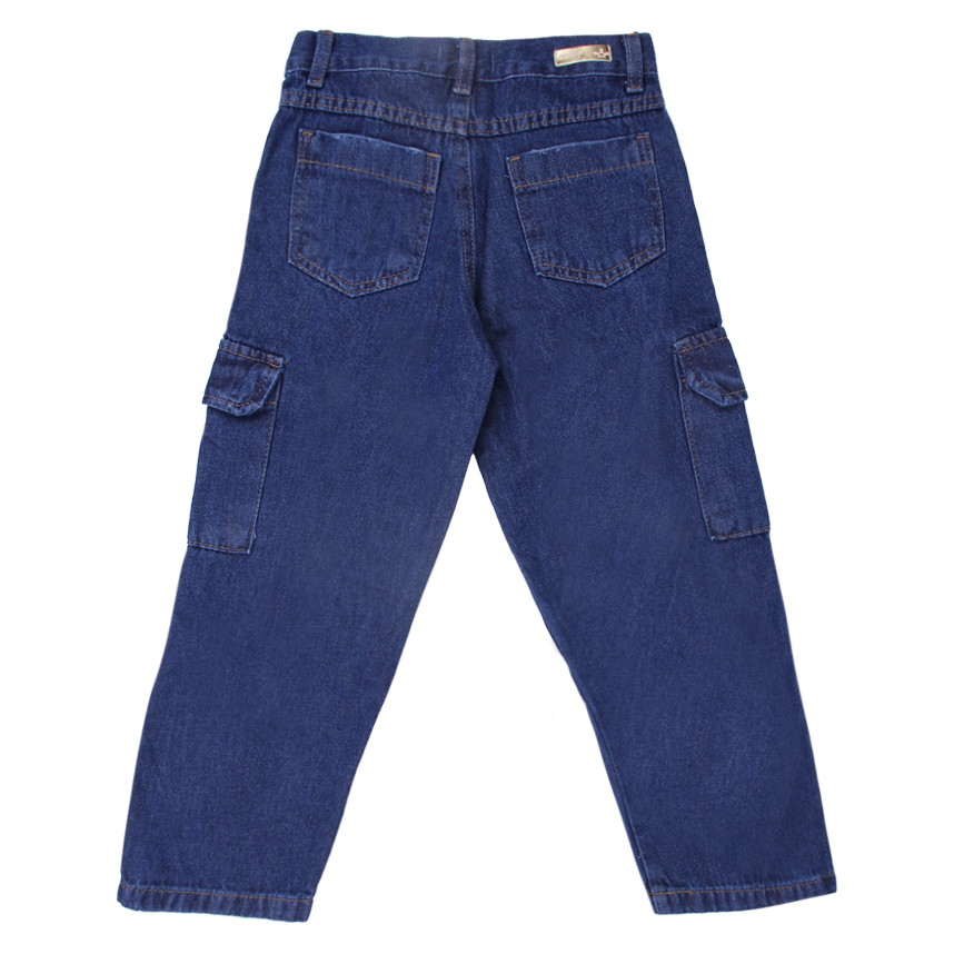 Calça Jeans  Infantil Color Girl Wide Leg Cargo