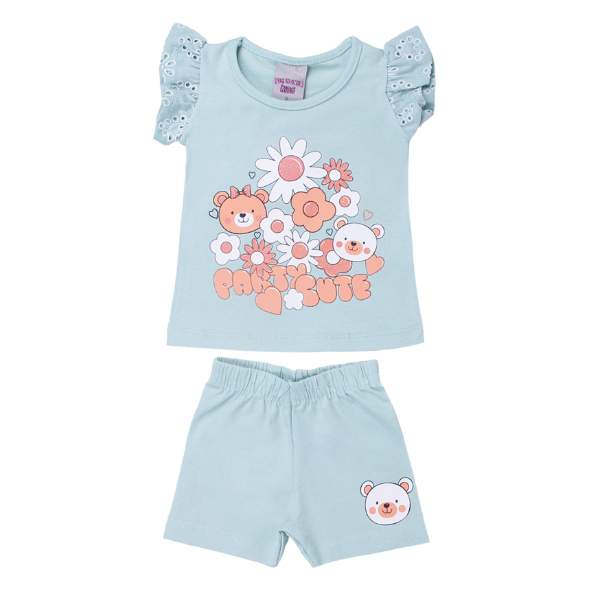Conjunto Bebê Pimentinha Blusa Estampa Urso e Short