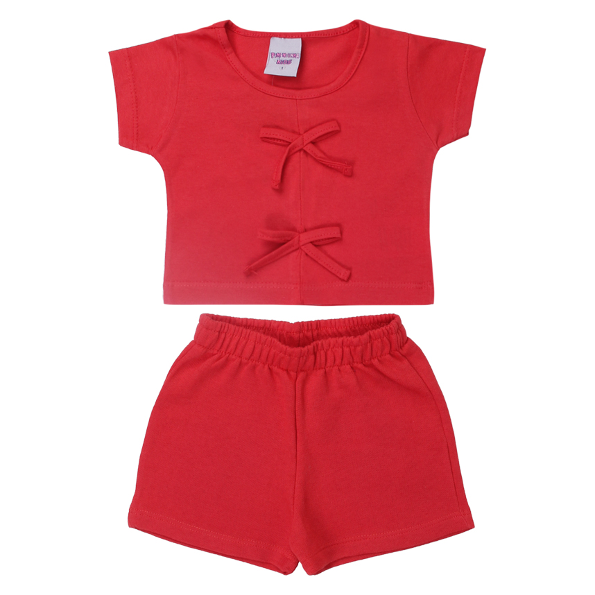 Conjunto Infantil Pimentinha Blusa com Aplique Laço e Short