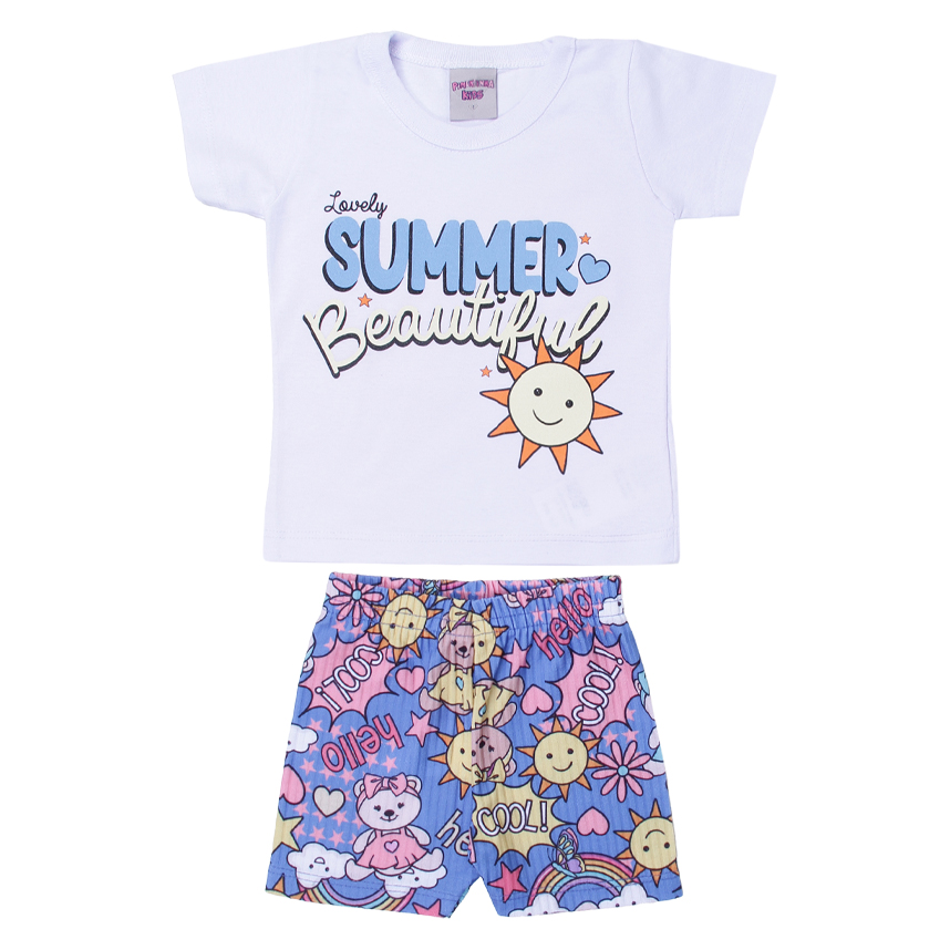 Conjunto Infantil Pimentinha Blusa Estampa Summer e Short