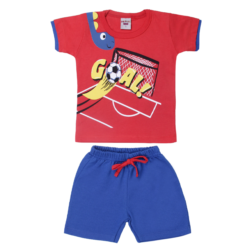 Conjunto Infantil Pimentinha Camiseta Estampa Goal e Bermuda