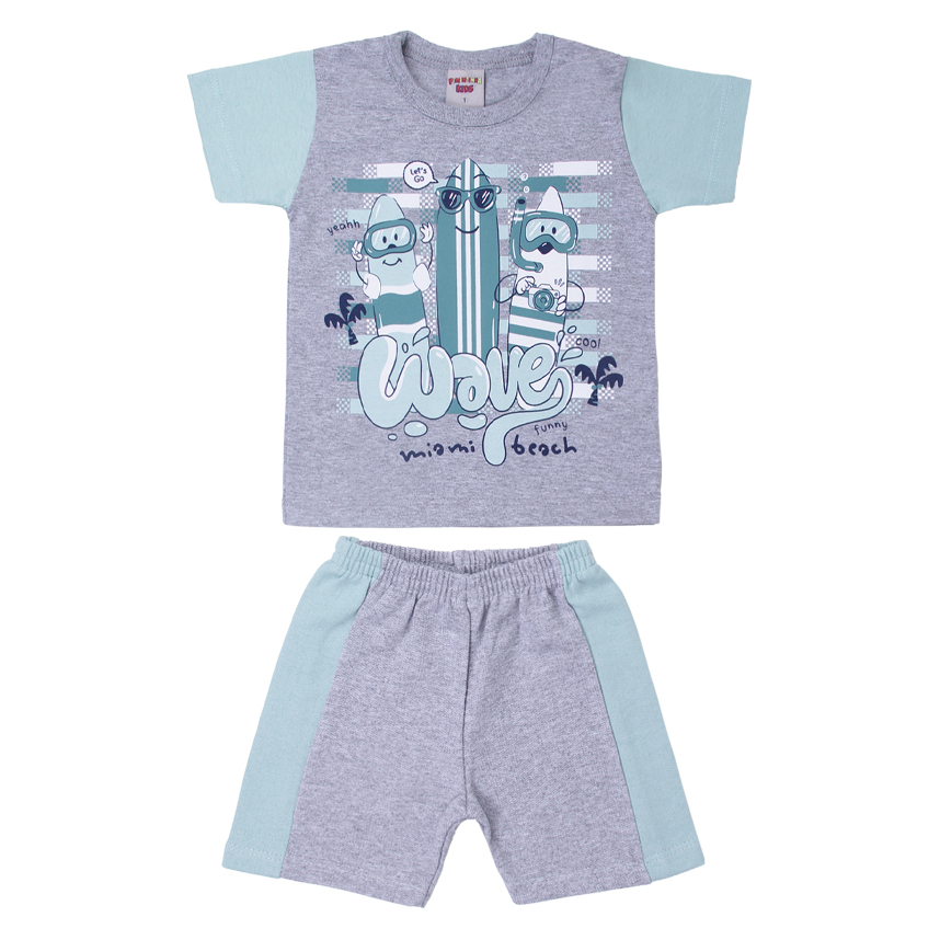 Conjunto Infantil Pimentinha Camiseta Estampa Prancha e Bermuda