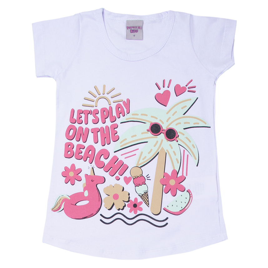 Conjunto Infantil Pimentinha Blusa Estampa Beach e Short