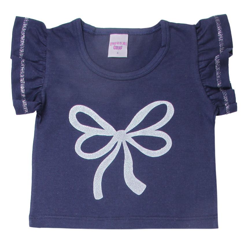 Conjunto Infantil Pimentinha Cropped Estampa Laço e Short