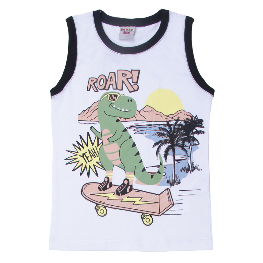 Conjunto Infantil Pimentinha Regata Dino Skate e Bermuda Conjunto Infantil Pimentinha Regata Dino Skate e Bermuda