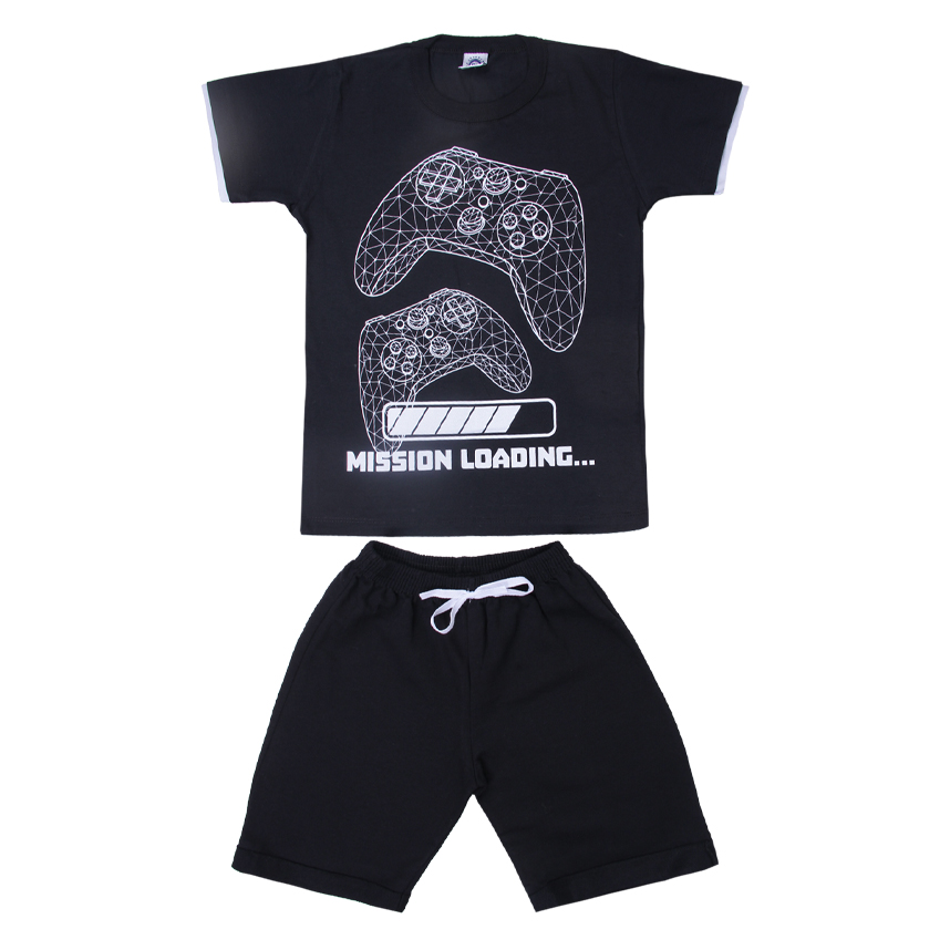 Conjunto Juvenil Pimentinha Camiseta Estampa Game e Bermuda
