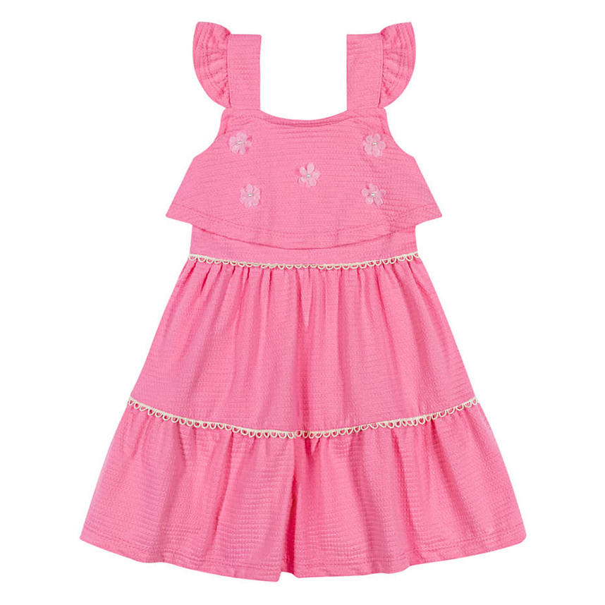 Vestido Bebê Angerô Alça Babado e Aplicação Florzinhas