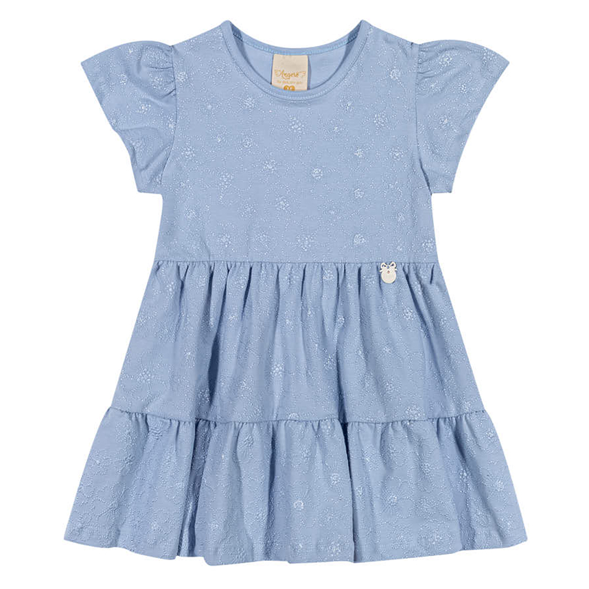 Vestido Infantil Angerô Manga Curta Estampa Flores com Glitter