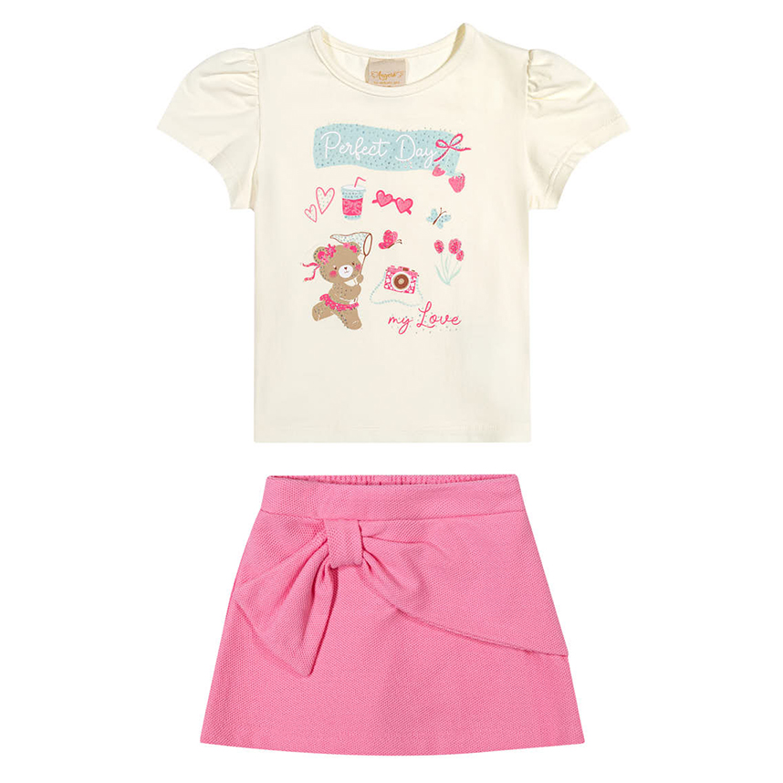 Conjunto Infantil Angerô Blusa Estampa Ursa e Short Saia Conjunto Infantil Angerô Blusa Estampa Ursa e Short Saia
