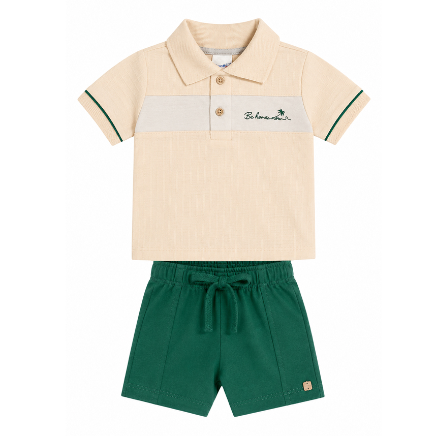 Conjunto Infantil Angerô Camiseta Polo Manga Curta e Bermuda