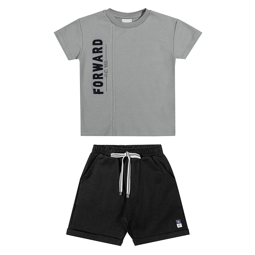 Conjunto Infantil Angerô Camiseta Bordado Forward e Bermuda Conjunto Infantil Angerô Camiseta Bordado Forward e Bermuda