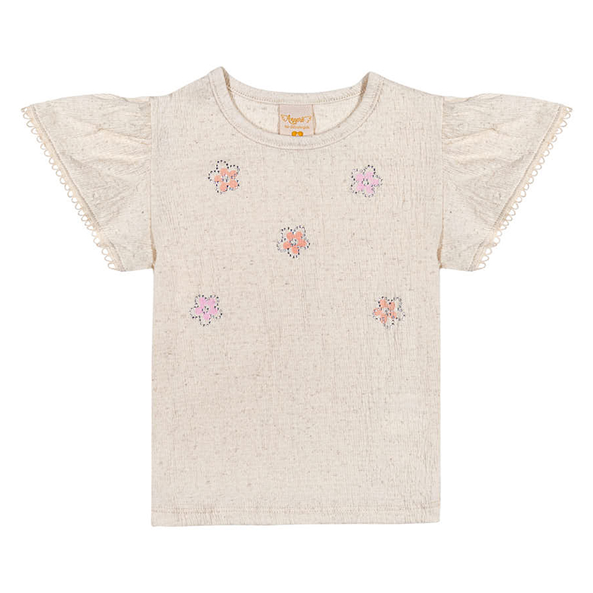 Blusa Infantil Angerô Estampa Flor Aplique Strass