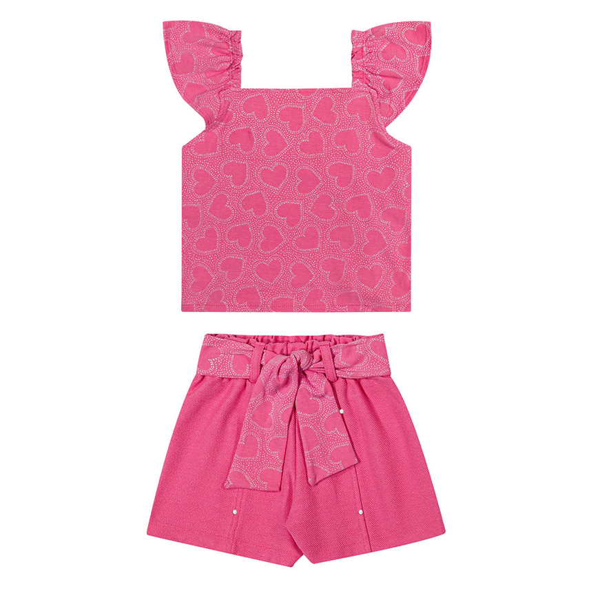 Conjunto Infantil Angerô Blusa Aplique Glitter e Short
