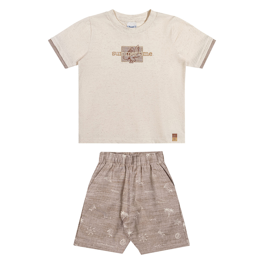 Conjunto Infantil Angero Camiseta Estampa Summer e Bermuda