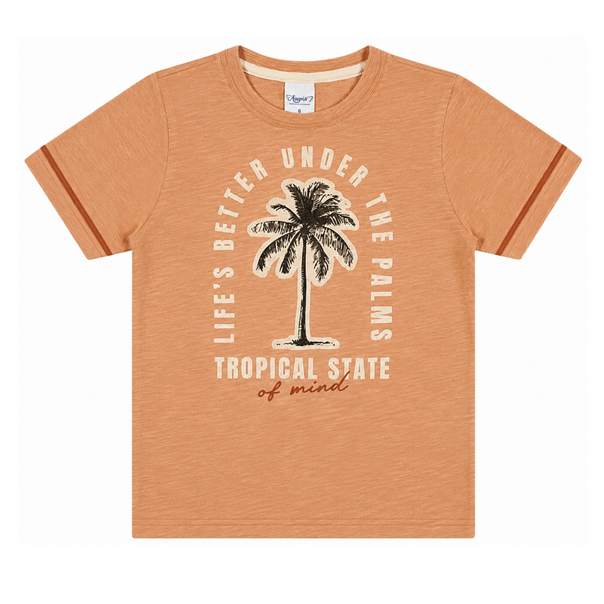 Camiseta Infantil Angero Manga Curta Estampa Coqueiro
