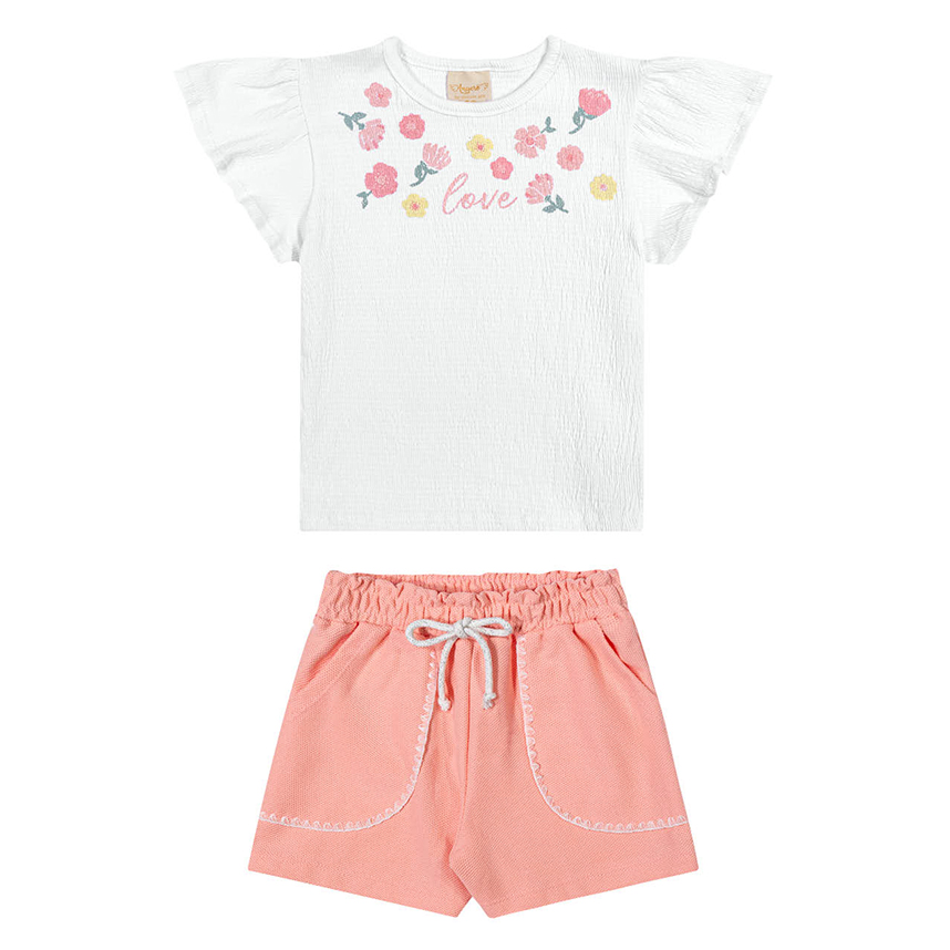 Conjunto Juvenil Angerô Blusa Estampa Flor e Short