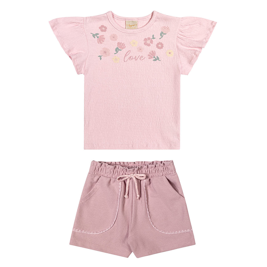Conjunto Juvenil Angerô Blusa Estampa Flor e Short Conjunto Juvenil Angerô Blusa Estampa Flor e Short