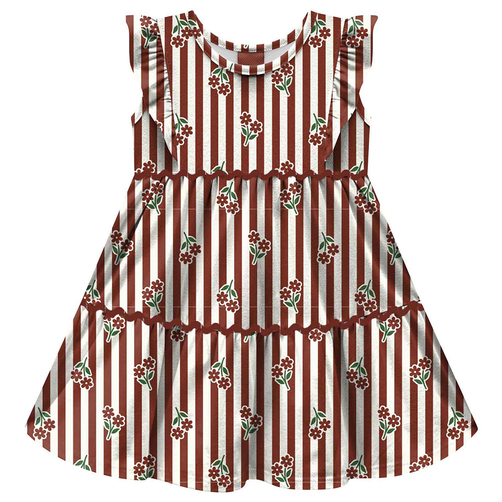 Vestido Bebê Kyly Cavado Estampa Flores e Listras
