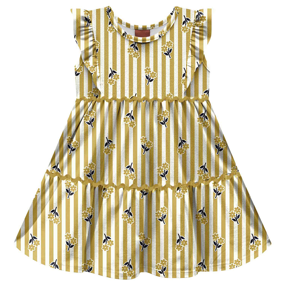 Vestido Bebê Kyly Cavado Estampa Flores e Listras Vestido Bebê Kyly Cavado Estampa Flores e Listras