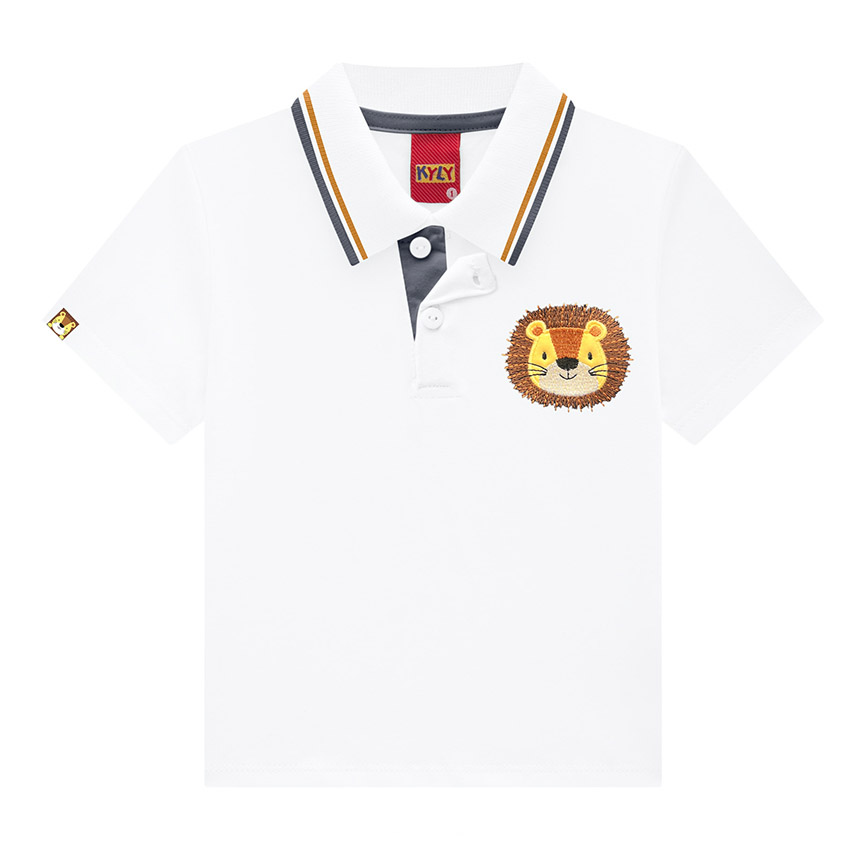 Conjunto Bebê Kyly Camiseta Gola Polo Aplique Leão e Bermuda Conjunto Bebê Kyly Camiseta Gola Polo Aplique Leão e Bermuda