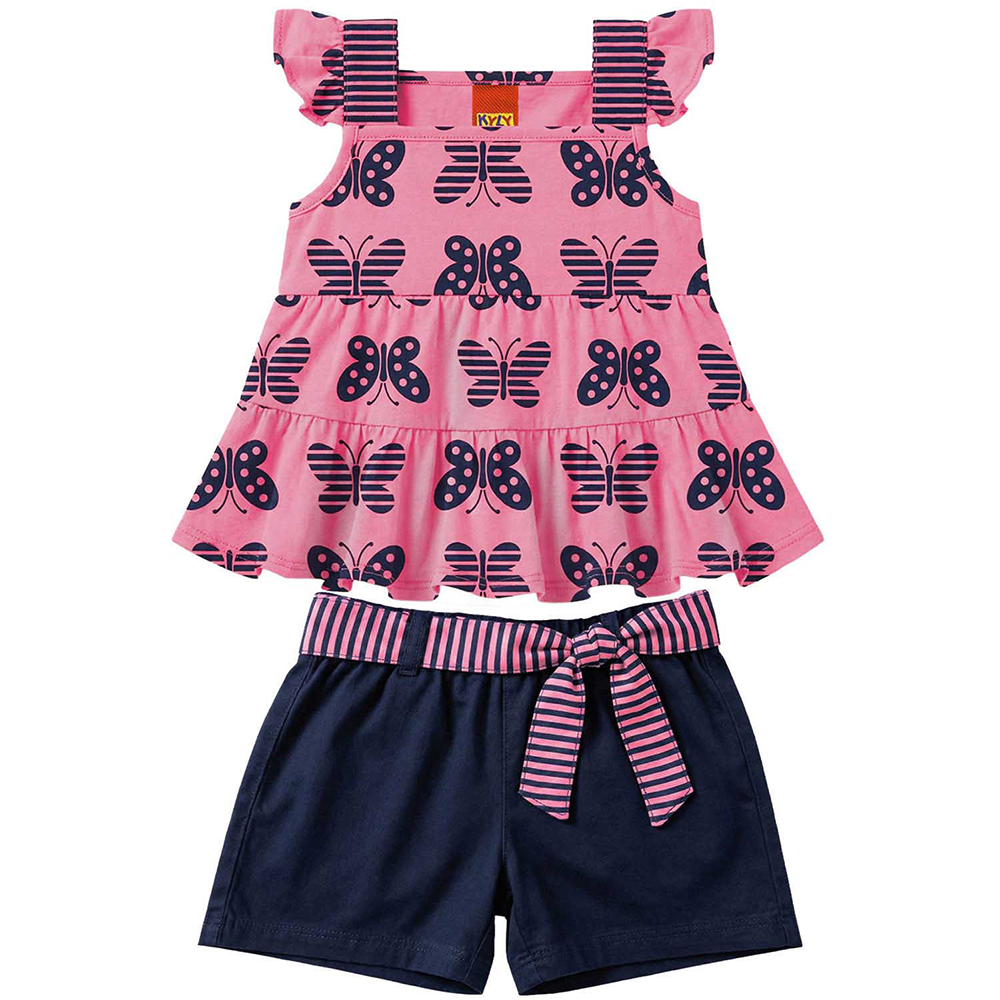 Conjunto Infantil Kyly Blusa Estampa Borboleta e Short