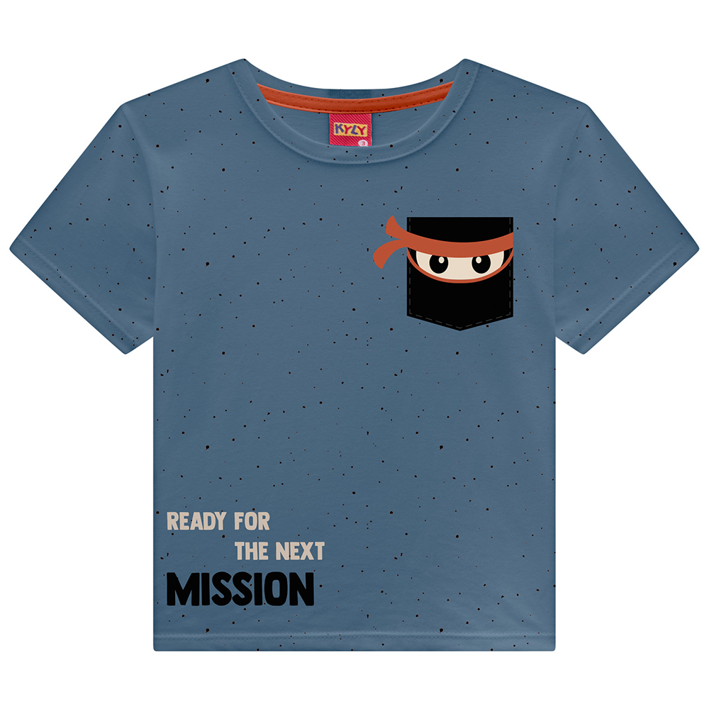 Camiseta Infantil Kyly Manga Curta Bolso Estampa Ninja Camiseta Infantil Kyly Manga Curta Bolso Estampa Ninja
