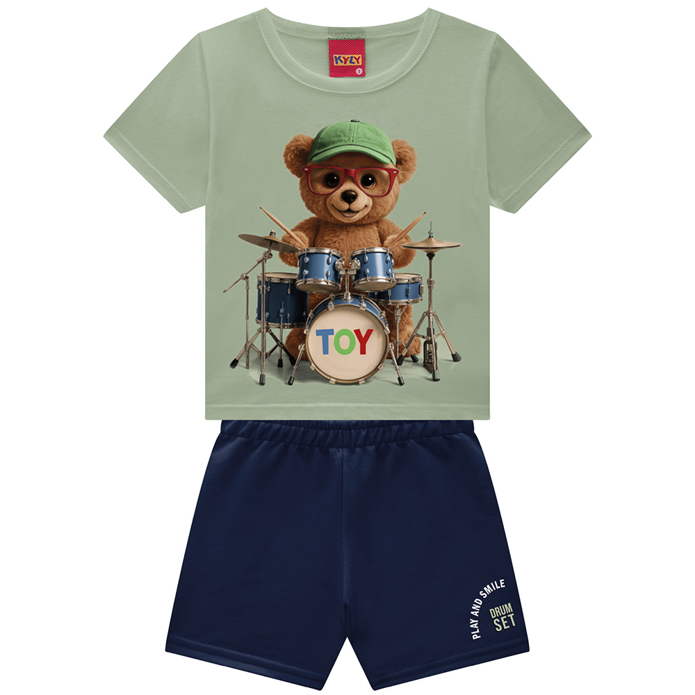 Conjunto Infantil Kyly Camiseta Estampa Urso e Bermuda Conjunto Infantil Kyly Camiseta Estampa Urso e Bermuda