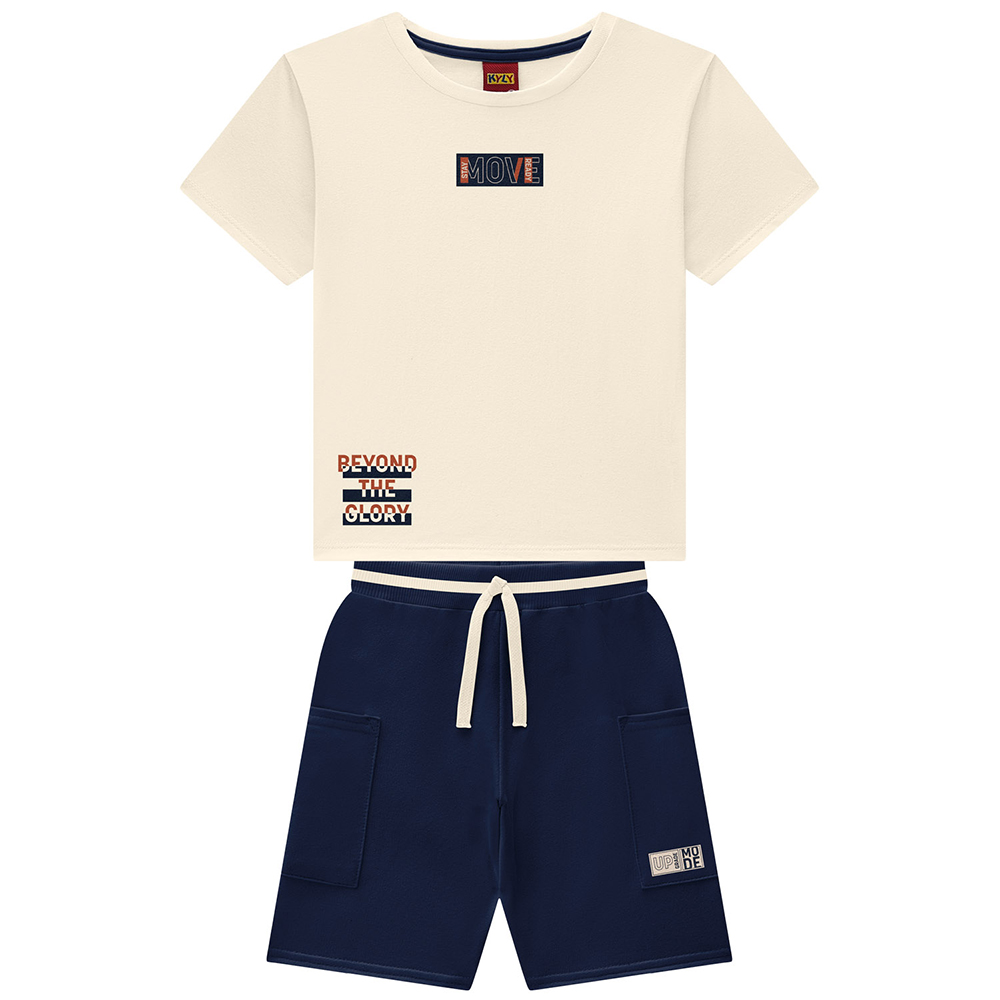 Conjunto Infantil Kyly Camiseta Estampa Move e Bermuda