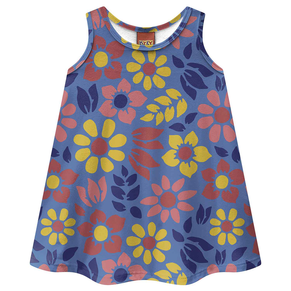 Vestido Infantil Kyly Regata Estampado Folhas