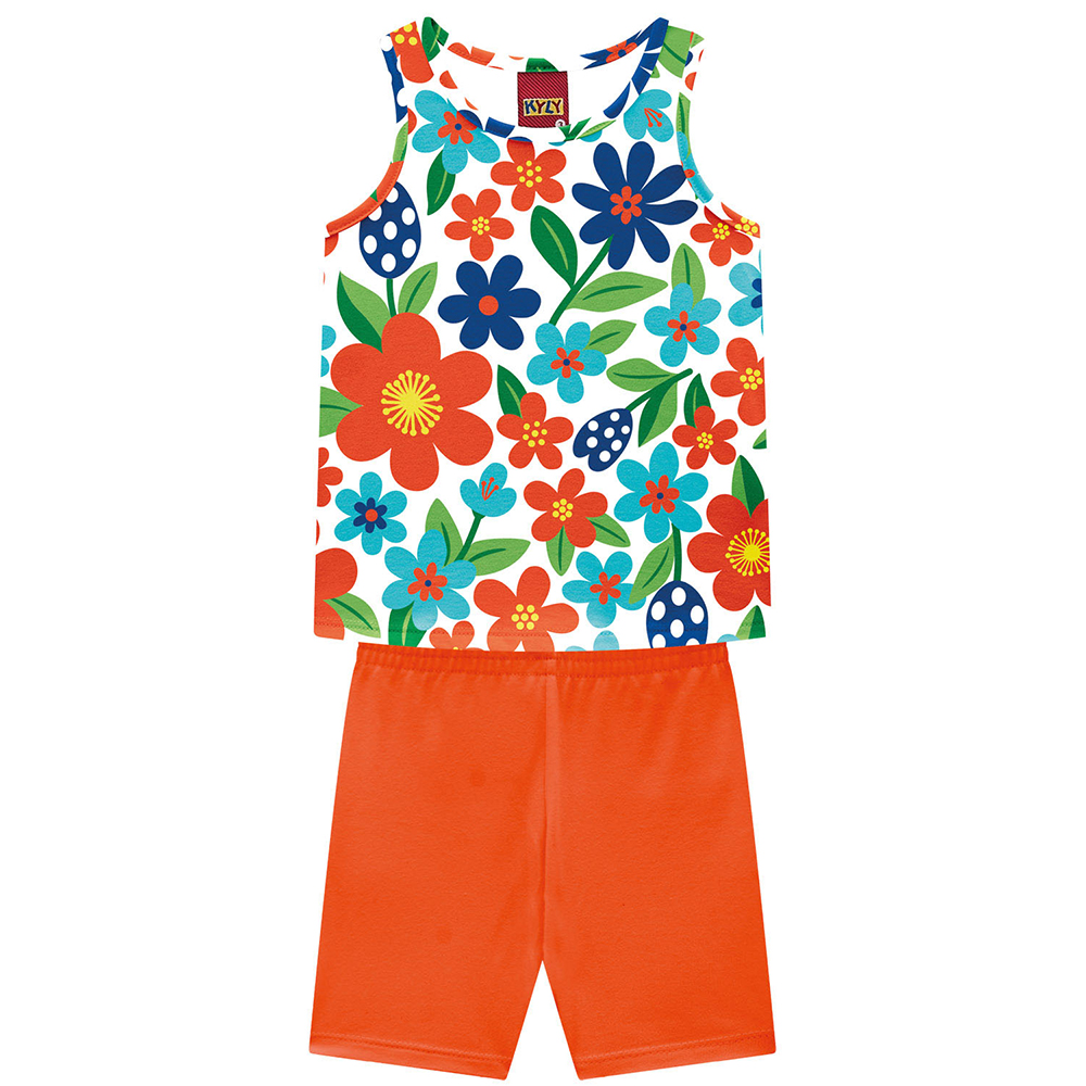 Conjunto Infantil Kyly Blusa Estampa Flores e Bermuda Ciclista Conjunto Infantil Kyly Blusa Estampa Flores e Bermuda Ciclista