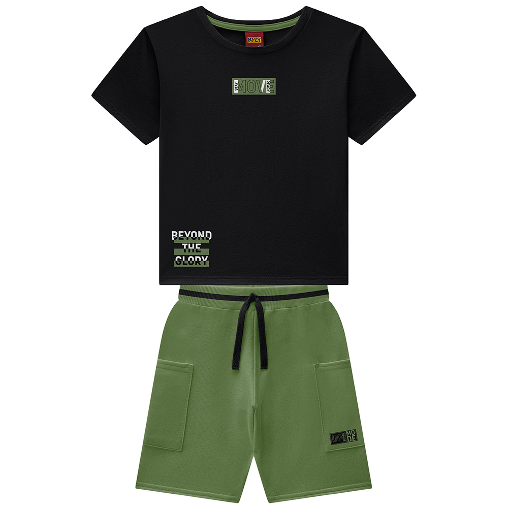 Conjunto Infantil Kyly Camiseta Estampa Move e Bermuda