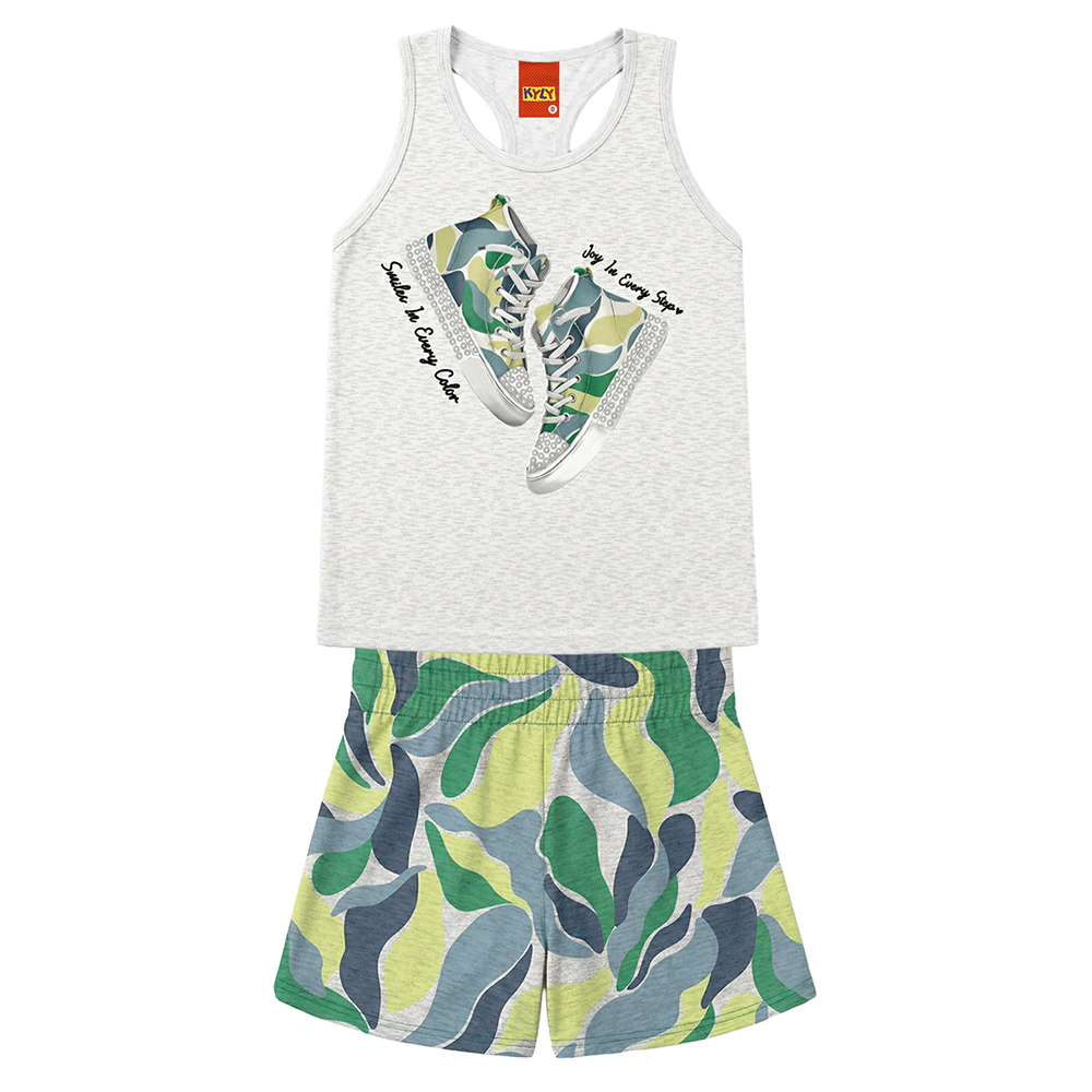 Conjunto Infantil Kyly Blusa Regata Estampa Tênis e Short