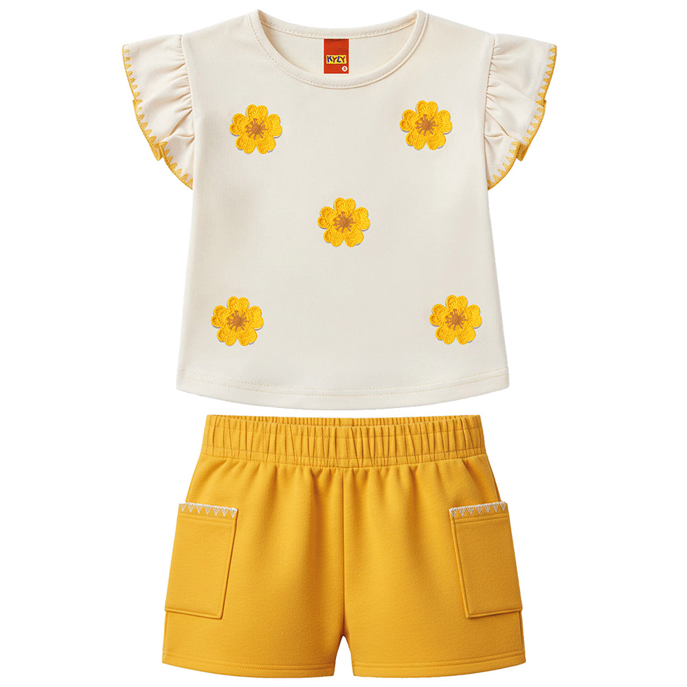 Conjunto Infantil Kyly Blusa Estampa Flores e Short