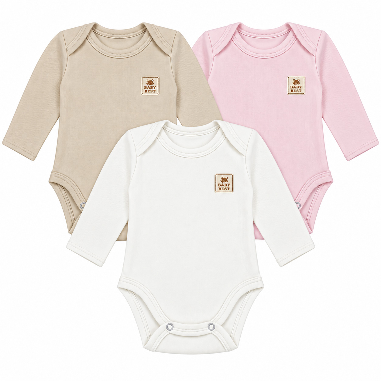 Body Baby Best Bebê Menina Manga Longa Egípcio 3 Peças