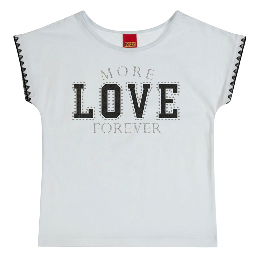 Blusa Juvenil Kyly Manga Curta Estampa Love