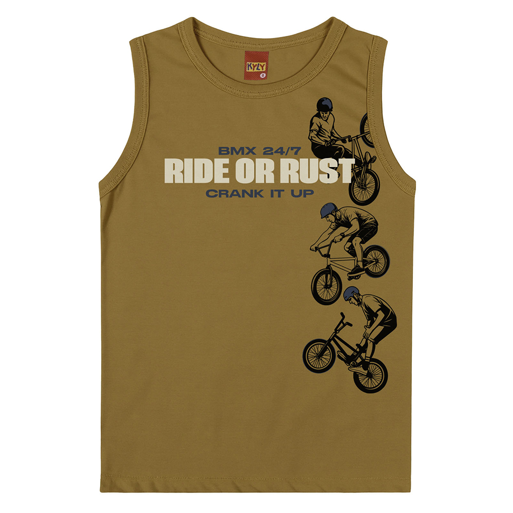 Camiseta Infantil Kyly Regata Estampa Bicicleta