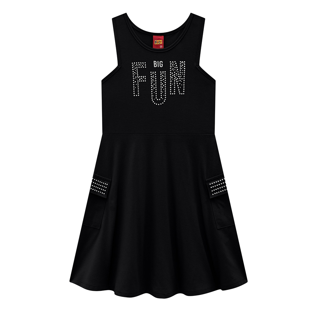 Vestido Juvenil Kyly Regata Estampa Fun com Strass