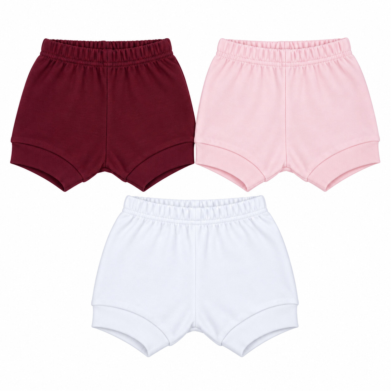 Kit Short Baby Best Bebê Menina Algodão Fio 40 Liso 3 Peças