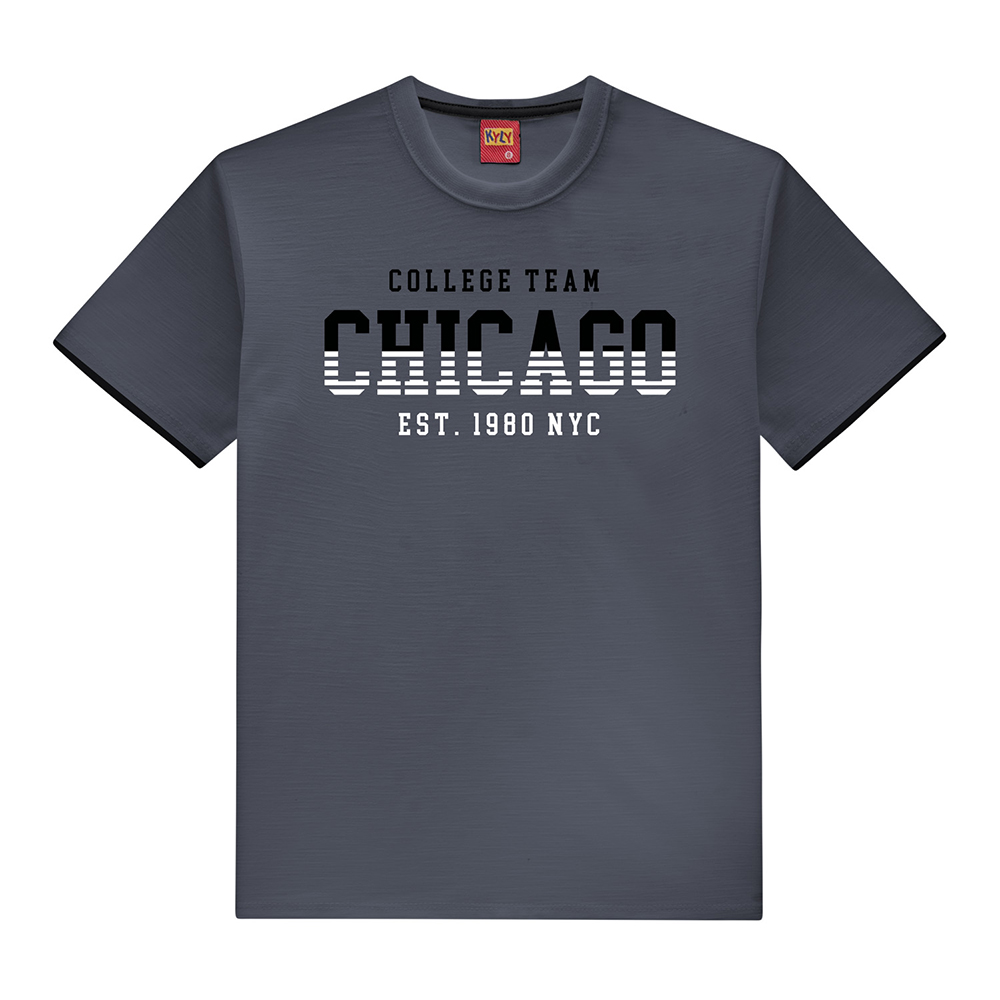 Camiseta Juvenil Kyly Manga Curta Estampa Chicago Camiseta Juvenil Kyly Manga Curta Estampa Chicago