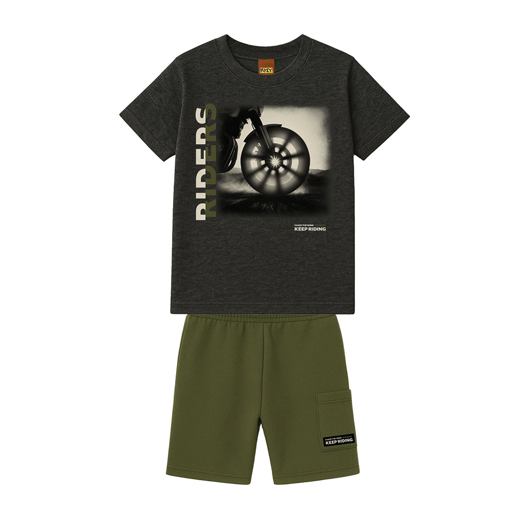 Conjunto Infantil Kyly Camiseta Estampa Riders e Bermuda Conjunto Infantil Kyly Camiseta Estampa Riders e Bermuda