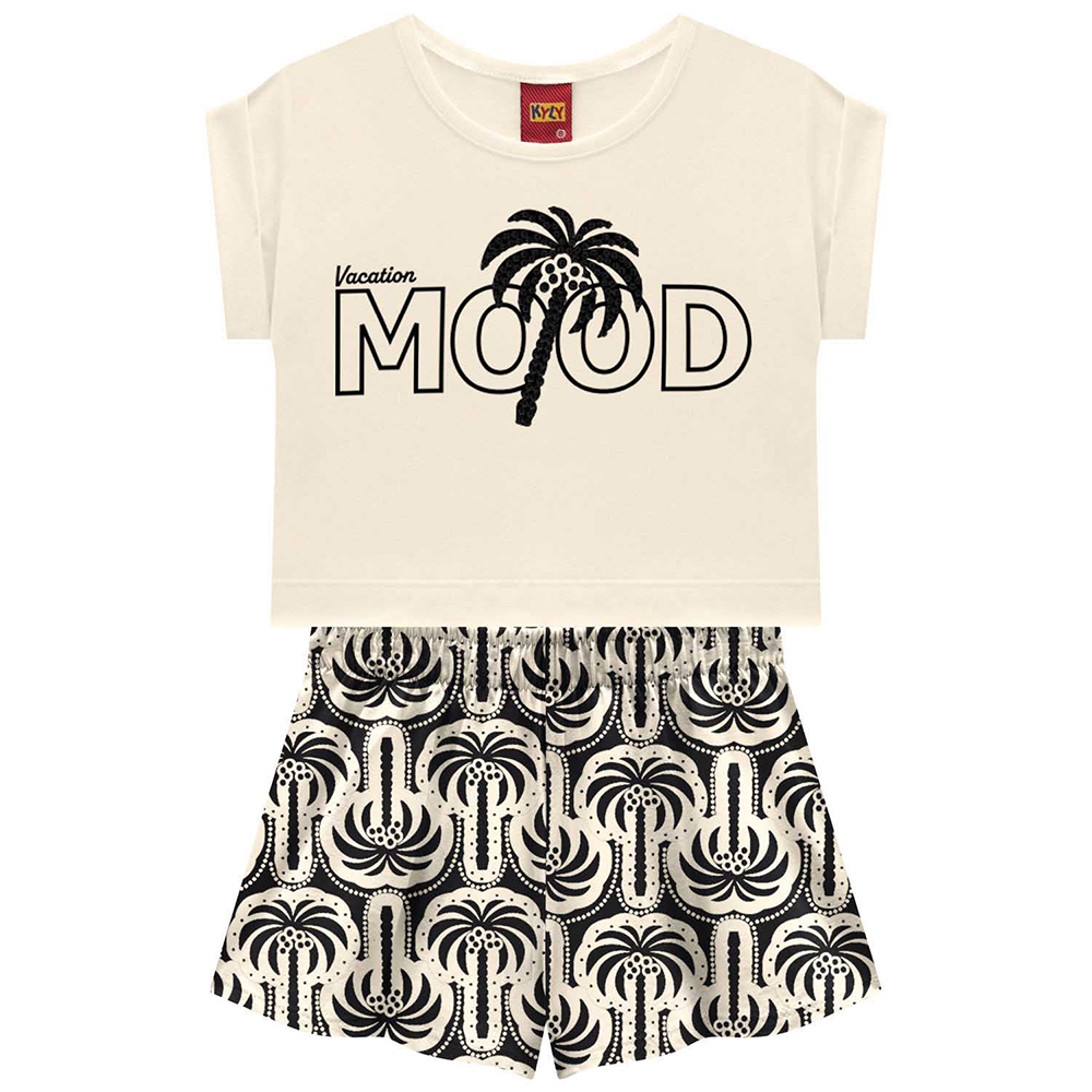 Conjunto Juvenil Kyly Blusa e Short Estampa Coqueiros