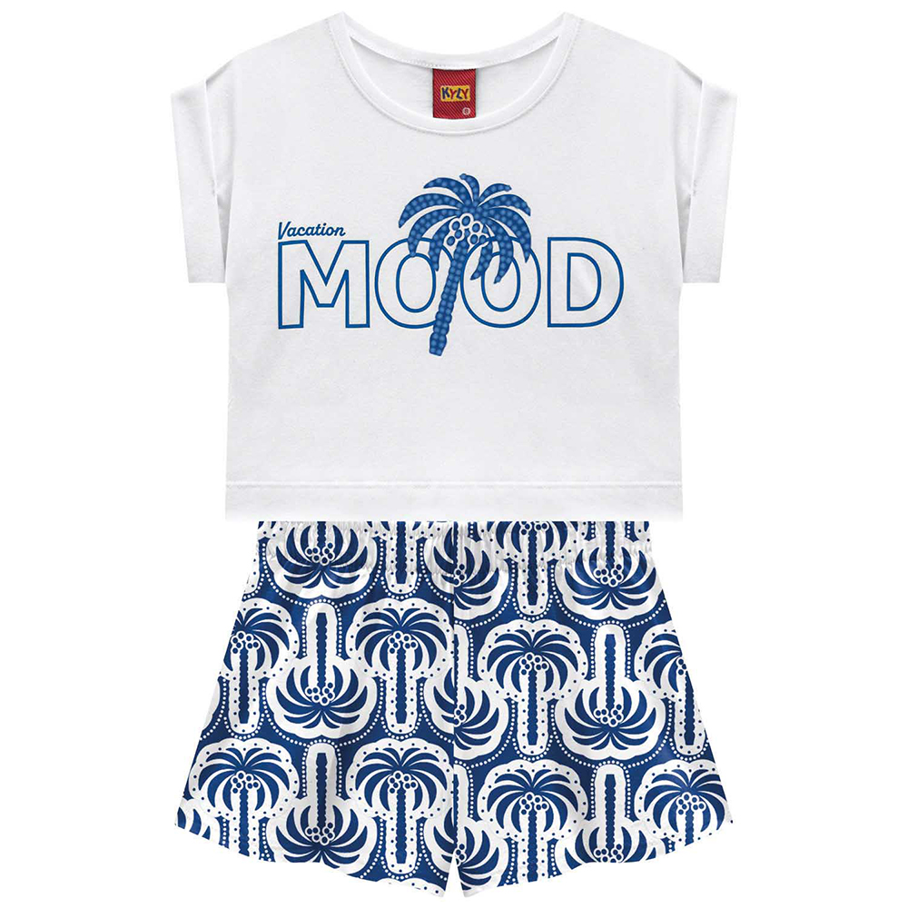 Conjunto Juvenil Kyly Blusa e Short Estampa Coqueiros