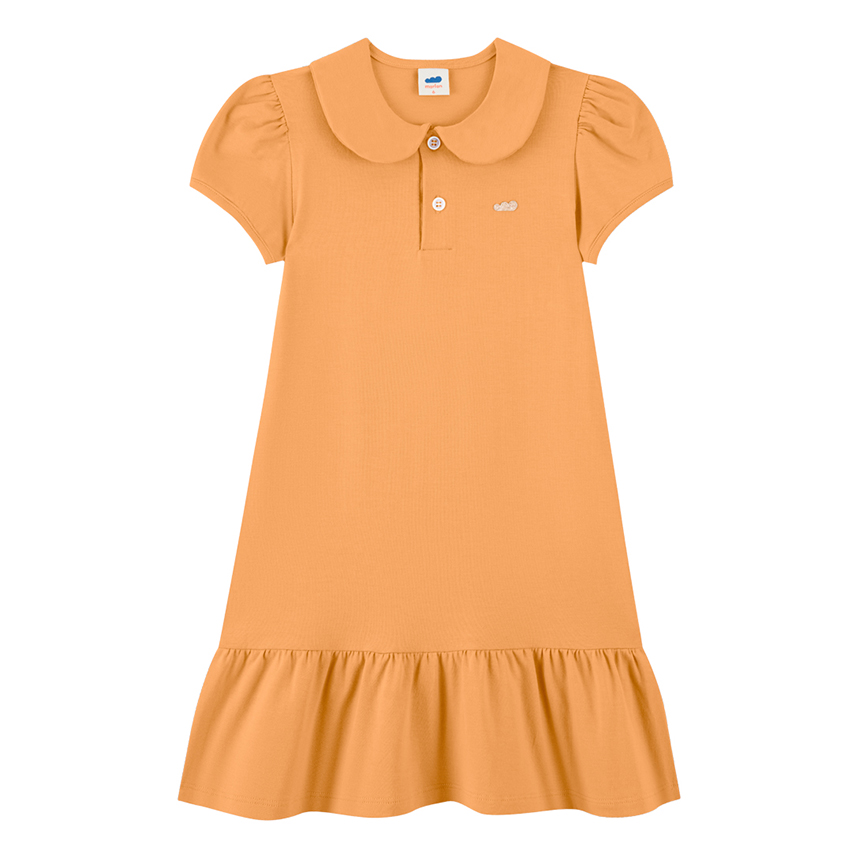 Vestido Juvenil Marlan Gola Boneca Barra Babado Em Cotton